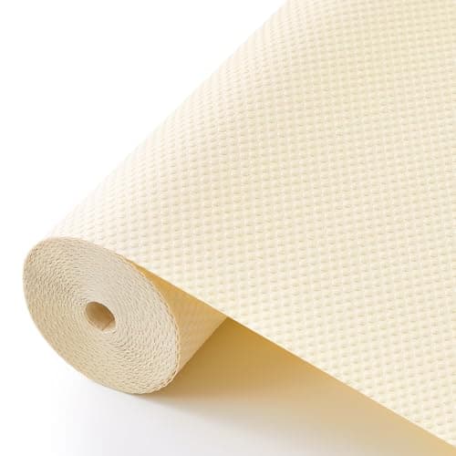 ALIUNI 100% EVA Shelf Liner Waterproof Non Adhesive, 12" x 120", Cream