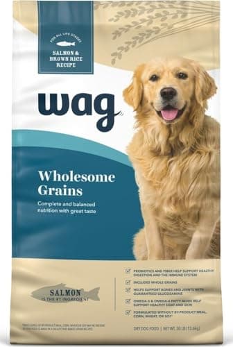Amazon Brand - Wag Wholesome Grains Dry Dog Food with Salmon and Brown Rice, 30 lb Bag (Pack of 1)