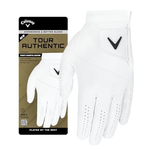 Callaway Golf Tour Authentic Glove (Cadet (Shorter Fingers), Large, White, Worn on Left Hand)