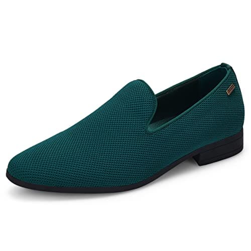UUBARIS Mens Loafers Dress Slip On Driving Shoes Church Formal Shoes Dark Green Size 6