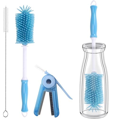 Extended Water Bottle Cleaning Brush Set, 3-Piece Kit with Straw Cleaner and 3-in-1 Multi-Brush, Fits 24-64oz Large Capacity Bottles