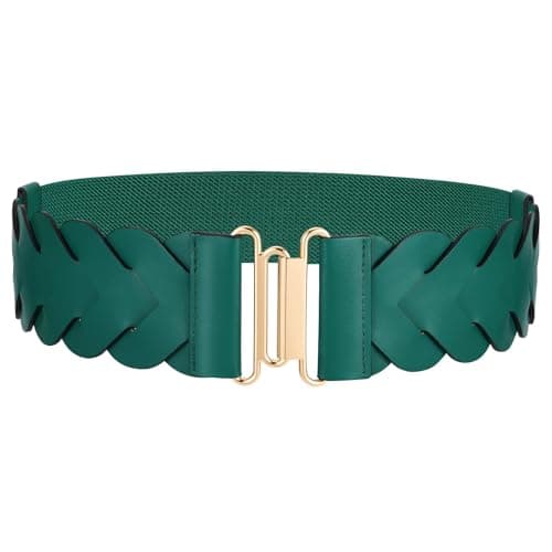 JASGOOD Women's Wide Elastic Belt Vintage Stretchy Belt for Dresses Braided Waist Belt