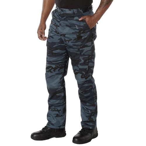 Rothco Tactical BDU Pants – Rugged Cargo Outdoor Hiking EDC Work Uniform, Midnight Blue Camo, M