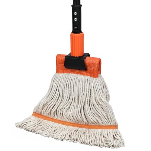 Commercial Mop, 58" Heavy Duty Industrial Mops for Floor Cleaning, String Cotton Mops Wet Mop Professional Janitor Mop for Home,Garage,Office, Workshop, Warehouse-Safety Orange