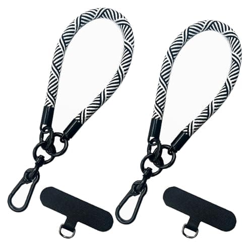 Universal Phone Wrist Strap, Mobile Device Hand Holder (Black +White 2pcs)