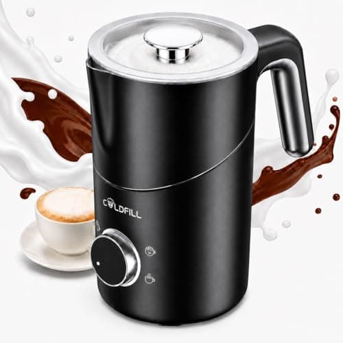 COLDFILL 8-in-1 Milk Frother, 21.16oz Detachable Stainless Steel Milk Frother and Steamer, Electric Hot & Cold Foam Maker, Ergonomic Grip Frother for Coffee, Latte, Cappuccino, Dishwasher Safe