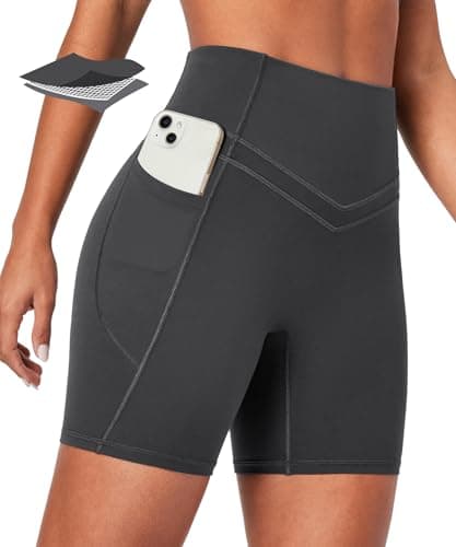 IUGA Compression Biker Shorts Women Tummy Control with Pockets Workout Shorts High Waisted Yoga Running Gym Short Spandex