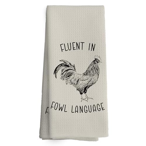 TAEDIN Chicken Kitchen Towels Funny Griege Dish Towel with Sayings 16x24 Inches, Chicken Lovers Gifts Decorative Absorbent Dishcloths Tea Towels for Kitchen Bathroom Decor, Humorous Gifts for Women