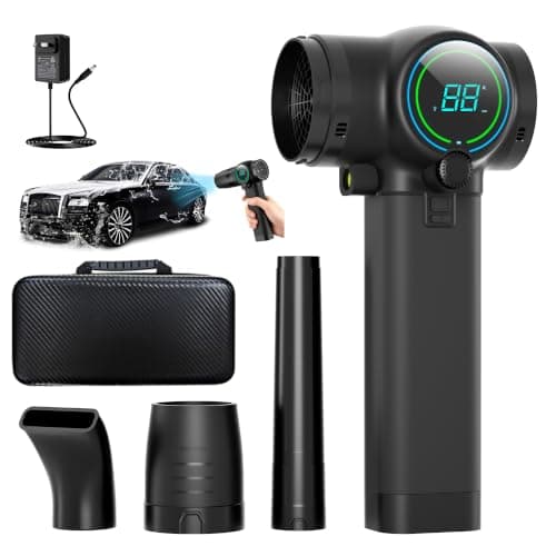 Cordless Leaf Blower with 3 Nozzles, 330MPH Airspeed 750W Brushless Motor Electric Car Dryer, 1.6KG Thrust Infinitely Variable Speed, Blowers for Lawn Care, Car Blower for Drying & Snow Removal