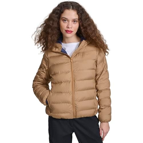 Champion Women's Quilted Hooded Packable Puffer, Tobacco, Medium