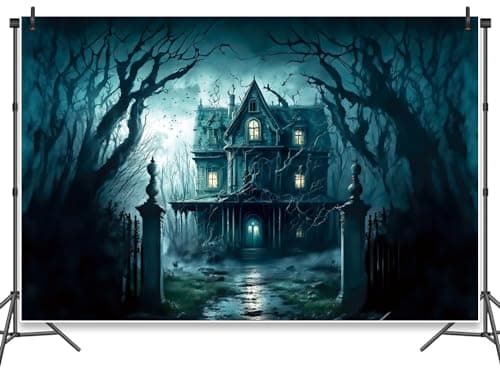 Halloween Party Decorations Backdrop Scary Haunted House Night Castle Halloween Background for Photography Halloween Kids Party Decor Banner Photo Studio Props 10x8ft