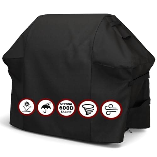 SHINESTAR Grill Cover for Outdoor Grill, Fits Most 3-4 Burner Grills 600D Oxford Heavy Duty Waterproof BBQ Covers, Triple Lock Windproof Straps & Ventilation Ports, 55 Inch