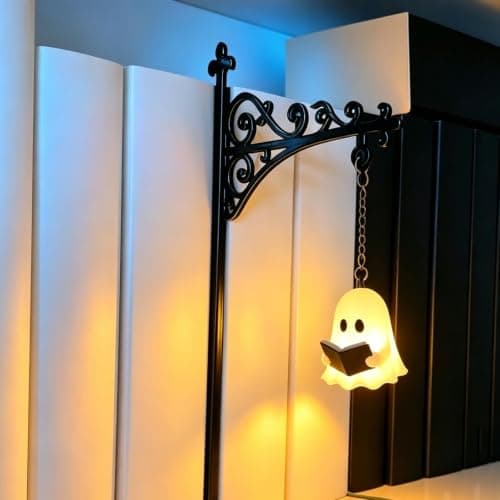 CLBDRESS Vintage Library Lantern – Decorative Bookshelf LED Nightlight, Wooden Bookcase Lamp for Reading Nook, Table Desk Luminaire, Studious Home Office Room Ornament