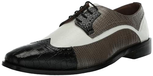 Stacy Adams Men's Gallinari Wingtip Lace Up,Black/Gray/White,11.5M