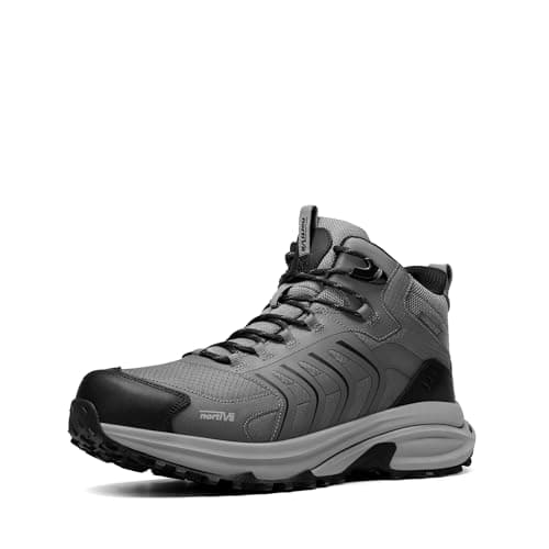 NORTIV 8 Men's Waterproof PRO Hiking Boots Lightweight Outdoor Trekking Camping Climbing Shoes for Everyday Wear Armadillo FieldLite,Size 7.5,Dark Grey,SNHB26001M