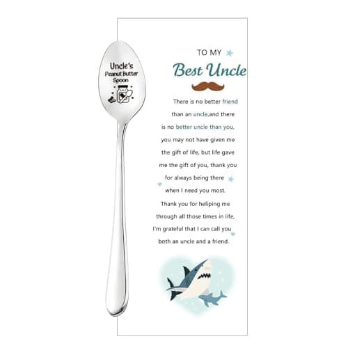 Uncle Peanut Butter Spoon Gift for Uncles Fathers Father's Day Birthday Gifts for Uncle Appreciation Retirement Gifts for Peanut Butter Lover Gifts Spoons Scoop for Uncles Tea Coffee Spoon