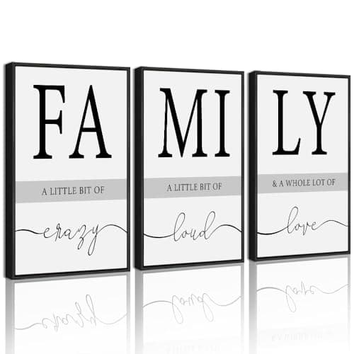 Drsoum Home Family Wall Decor Inspirational Positive Sign Wall Hanging Decor Black Quotes Prints Artwork for Home Dining Room Kitchen 11x14in Natural Framed