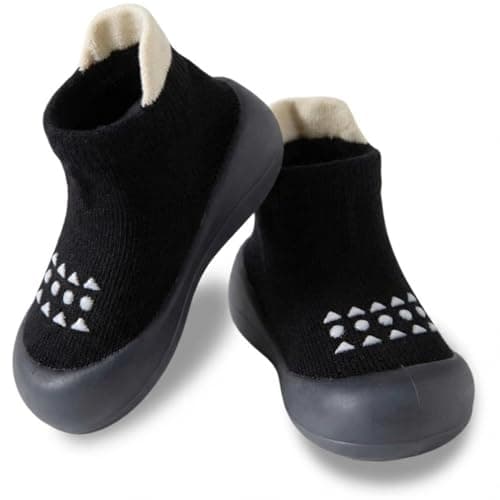 Hstyle Baby Walking Sock Shoes Toddler Infant Slippers Black 12-18 Month