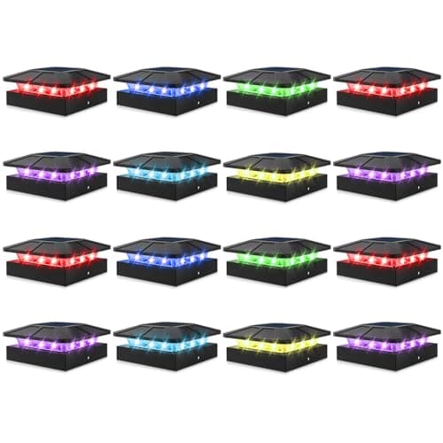 Peasur 16 Pack 4x4 Solar Post Cap Lights RGB Color Changing