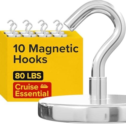 Heavy Duty Neodymium Magnetic Hooks, 80 lb (36 kg), 10-Pack, Silver