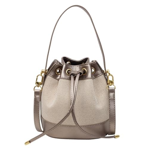 QsicTaco Small Crossbody Purse for Women, Bucket Bag (Beige)