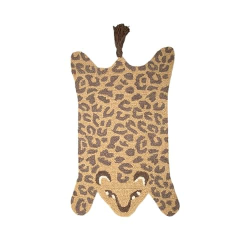 Crane Baby Leopard Shaped Nursery Rug, Handmade 100% Wool Safari Animal Rug for Baby Boy and Girl Nursery, Jungle Nursery Decor, Leopard Print Rug for Toddler Room, Kids Room, 23 x 36 Inches