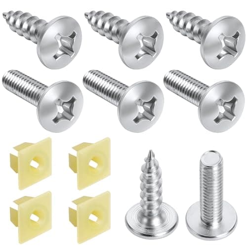 QiqaMole 8PCS License Plate Screws for US Cars, License Plate Bolts, Screw Fastener with Oversized Heads for US License Plates (Silver, 8 PCS)