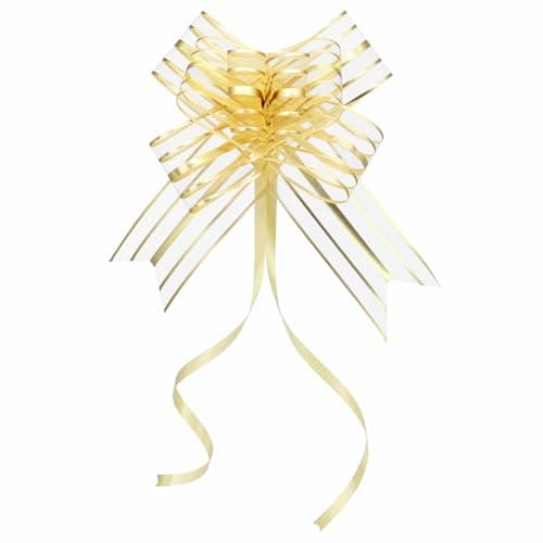 Pull Bows for Gift Wrapping, Large Gold Gifts Bow for Presents, Baskets, Birthdays, Parties, Christmas, and Everyday(6 inches, 10PCS)