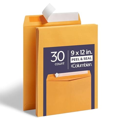 Columbian 9 x 12 Catalog Envelopes, 30 Pack, Document Envelopes with Self Seal Closure, Heavyweight 28 lb Paper, Self Sealing Envelopes for Mailing, Filing and Organizing, Brown Kraft