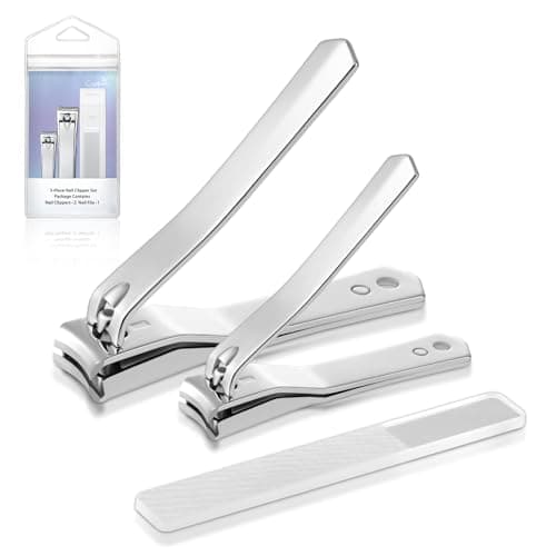 Nail Clipper Set with Catcher, 3-Piece Sharp Nail Clipper Kit, Carbon Steel