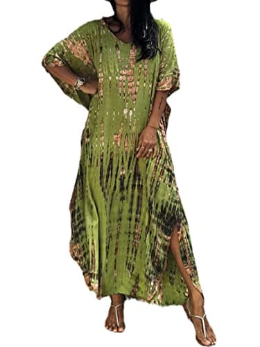 SMUDGE Life Kaftan Dresses for Women Plus Size Summer Beach Dress with Print and Swim Cover Ups