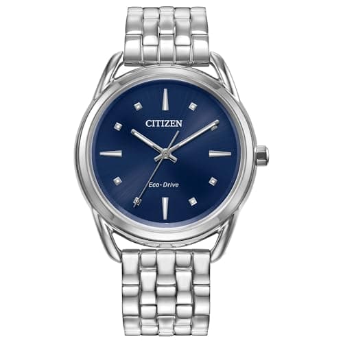 Citizen Women's Eco-Drive Dress Classic Watch in Stainless Steel, Blue Dial (Model: FE7090-55L)