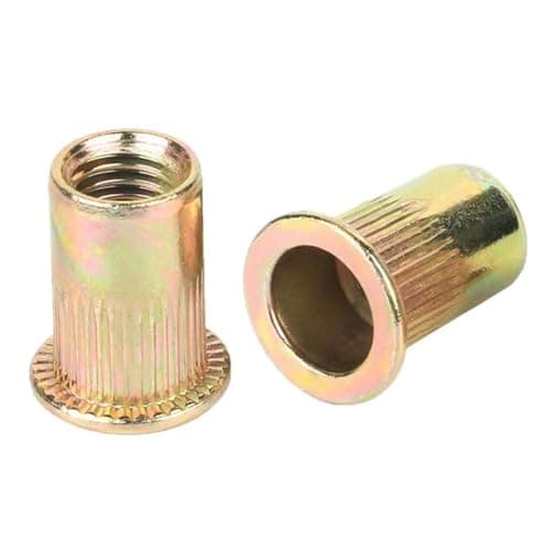 Maozaa Rivet Nuts, 100pcs 1/4"-20UNC Rivet Nut, Carbon Steel Rivnut Flat Head Threaded Insert Nut Knurled Body
