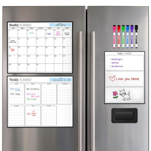3 Pack Magnetic Dry Erase Calendar for Fridge, 17" x 12" Fridge Planner