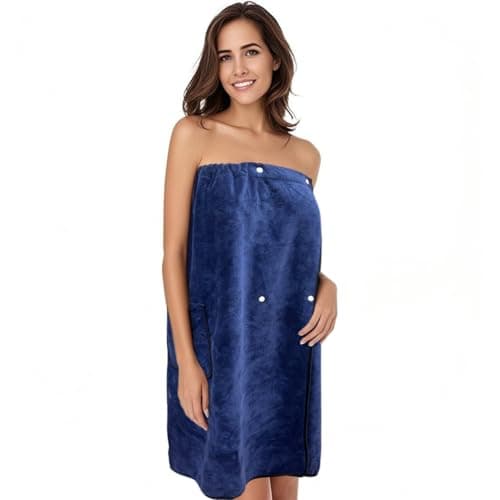 SINLAND Women's Spa Wrap Microfiber Bath Body Towel, Navy Blue, 28"x54"