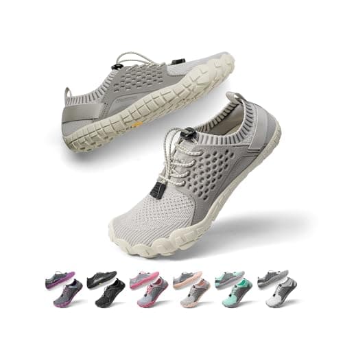 NORTIV 8 Womens Barefoot Water Sports Shoes - Outdoor Athletic Pool Swim Hiking Aqua Shoes, Beige/Light/Grey - 6 (Treklady-2)