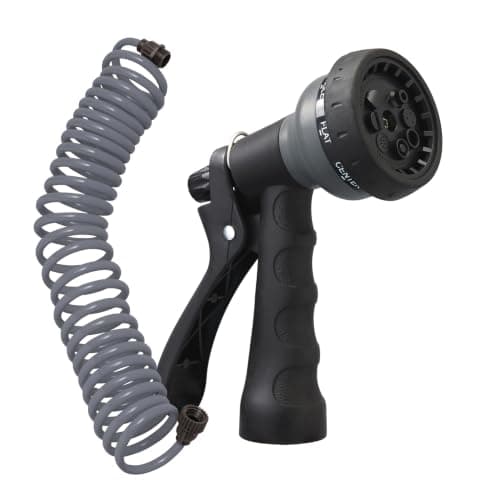 Orbit Coil Garden Hose with 8-Pattern Nozzle, 25 ft., Gray - 26382