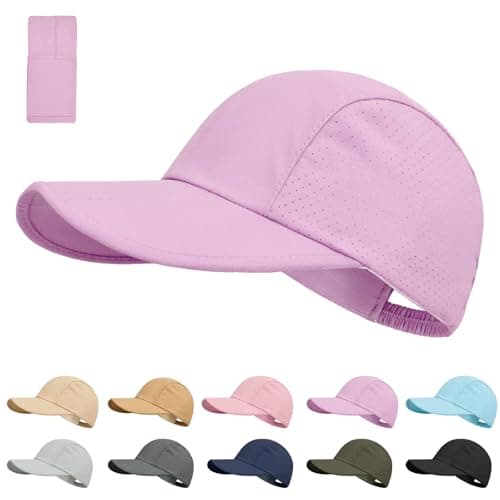 Foldable Baseball Cap for Men and Women,Long Brim Breathable Baseball Hats Quick Dry Sun Protection Collapsible Portable Hat Purple
