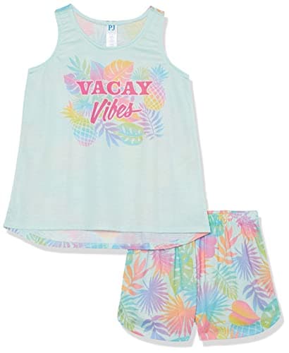 The Children's Place,Sleeveless Tank Top and Shorts 2 Piece Pajama Set,Vacay Vibes,Small