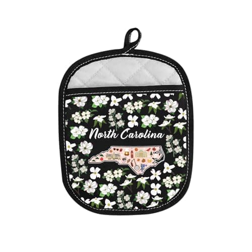 North Carolina State Shaped Oven Mitt NC Souvenior Kitchen Pot Holder Dogwood Flower Lover Gift (North Carolina)