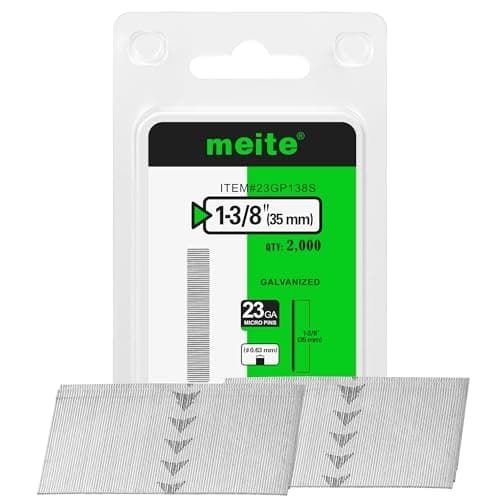 meite 23 Gauge Pin Nails, 1-3/8 Inch Micro Headless Pins - Galvanized 23GA Pins Nails for Nail Gun, Ideal for Fine Woodworking and Trim Work (2,000 Counts)