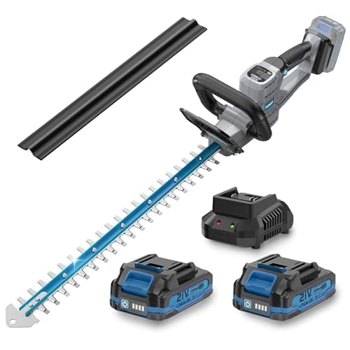 Hedge Trimmer Cordless 22" - 21V Powerful Electric Hedge Trimmer with 2 x 2.0Ah Batteries and Fast Charger, Easy to Use, 3200RPM Lightweight Battery Powered Bush Trimmers for Garden, Yard Care, GT860