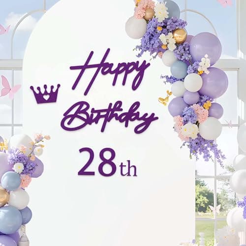 Purple Happy Birthday Sign with 0-9 Numbers for Backdrop - Happy 18th Birthday Large Glitter Felt Letters & 2 Sets of Numbers Custom Age Kit for Backdrop, Balloon Arch,Party Decorations