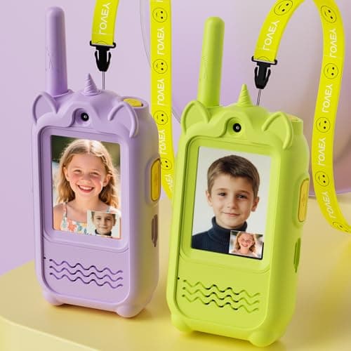 Video Walkie Talkies for Kids, Kids Walkie Talkies 2 Pack Video Intercom for Age 3-12 Year Old Boys Girls with Rechargeable Battery, Indoor Outdoor Toys for Family Games Outside, Camping, Hiking