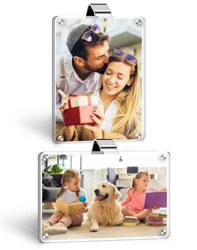 WETEL 2Pcs Car Picture Holder - Acrylic Magnetic Personalized Car Visor Photo Clip - Car Accessproes Car Picture Frame Suitable for Adding Family or Personal Photos