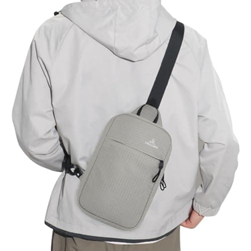 Peicees Small Sling Bag for Women Men Trendy Casual Phone Chest Bag Waterproof Crossbody Daypack, Grey