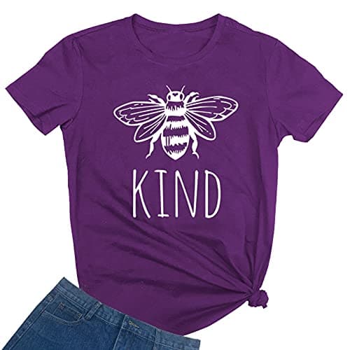 YITAN Women Cute Cotton T-Shirts Purple Small