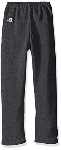 Russell Athletic Big Boys' Youth Dri-Power Fleece Open Bottom Pocket Pant, Black Heather, Small