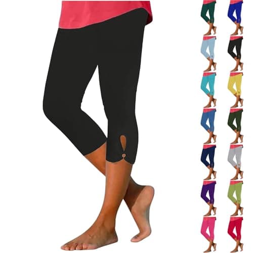 GOHRSHA Capri Pants for Women Capris for Summer Dressy Cropped High Waist Yoga Pants Comfy Stretchy Leggings Workout Compression Pants Sweatpants Women