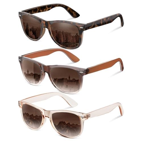 Foliful Polarized Sunglasses for Women Men - Trendy Classic Retro Sun Glasses Womens UV Protection for Driving, Leopard+Brown Gradient+Champagne Gradient